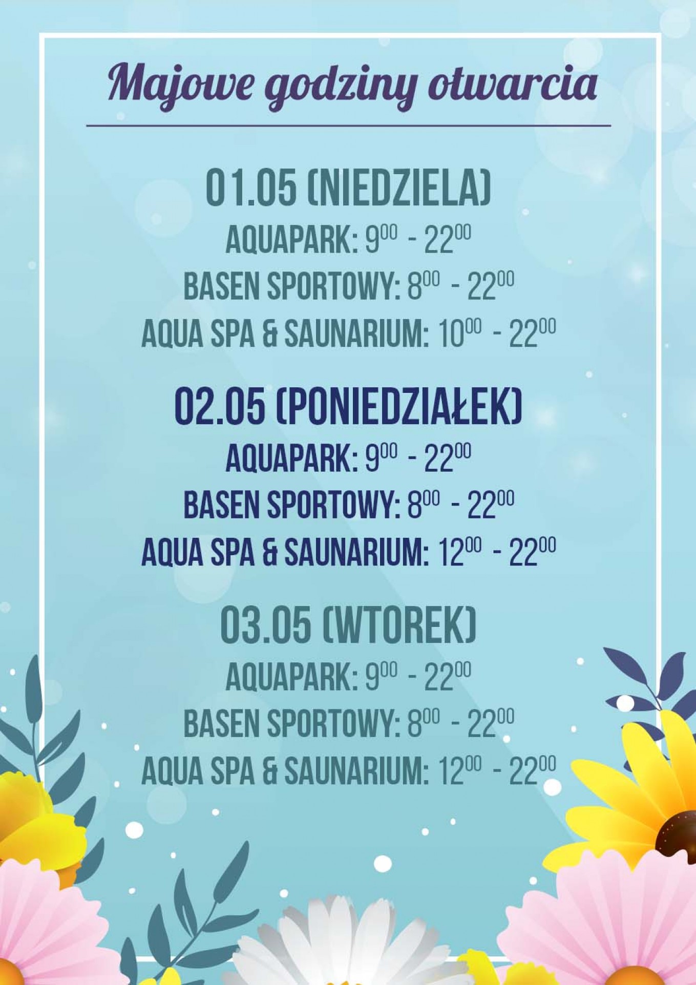Majówkowe godziny otwarcia Aquaparku!