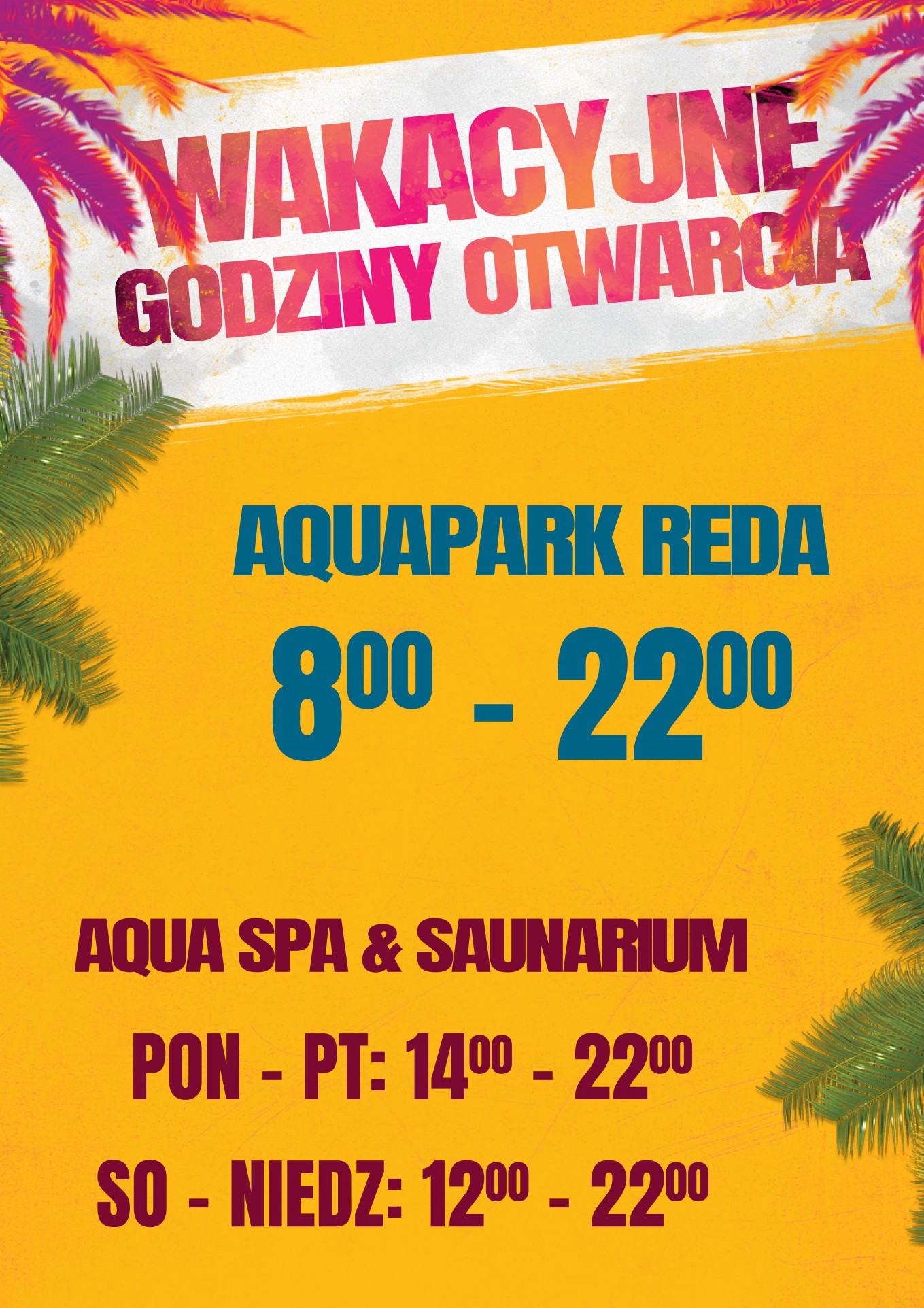 Wakacyjne godziny otwarcia!